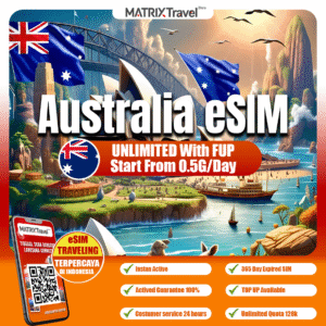 Australia eSIM Murah – Internet 4G LTE, Tanpa Roaming, Digital, Instan, Cocok Liburan & Bisnis
