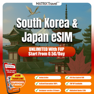 South Korea, Japan eSIM Murah – Internet 4G LTE, Tanpa Roaming, Digital, Instan, Cocok Liburan & Bisnis