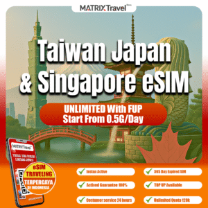 Taiwan, Japan, Singapore eSIM Murah – Internet 4G LTE, Tanpa Roaming, Digital, Instan, Cocok Liburan & Bisnis