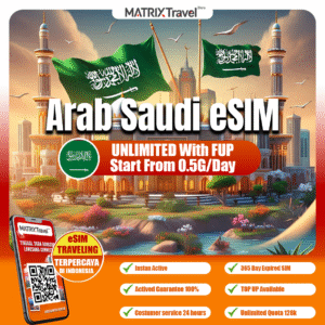 Arab Saudi eSIM Murah – Internet 4G LTE with FUP, Tanpa Roaming, Digital, Instant, Cocok Liburan & Bisnis