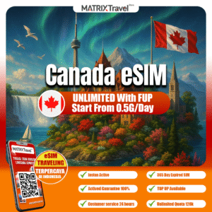 Canada eSIM Murah – Internet 4G LTE, Tanpa Roaming, Digital, Instan, Cocok Liburan & Bisnis