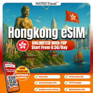 Hongkong eSIM Murah – Internet 4G LTE, Tanpa Roaming, Digital, Instan, Cocok Liburan & Bisnis