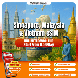 Singapore, Malaysia, Vietnam eSIM Murah – Internet 4G LTE, Tanpa Roaming, Digital, Instan, Cocok Liburan & Bisnis