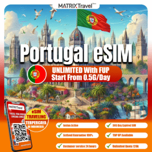 Portugal eSIM Murah – Internet 4G LTE, Tanpa Roaming, Digital, Instan, Cocok Liburan & Bisnis