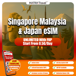 Singapore, Malaysia, Japan eSIM Murah – Internet 4G LTE, Tanpa Roaming, Digital, Instan, Cocok Liburan & Bisnis