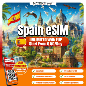 Spanyol/Spain eSIM Murah – Internet 4G LTE with FUP, Tanpa Roaming, Digital, Instant, Cocok Liburan & Bisnis